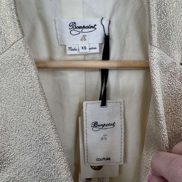 Bonpoint Jacket Womens XS Gold Floride2Y Metallic Blazer Couture Romania - Picture 4 of 11